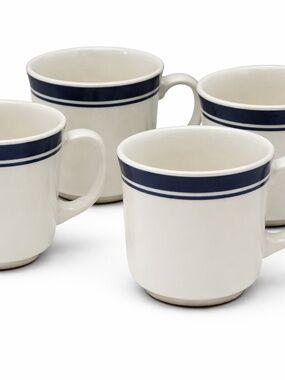 Gibson Everyday Coffee Mug Blue Band White Ceramic Cup Replacement Mug